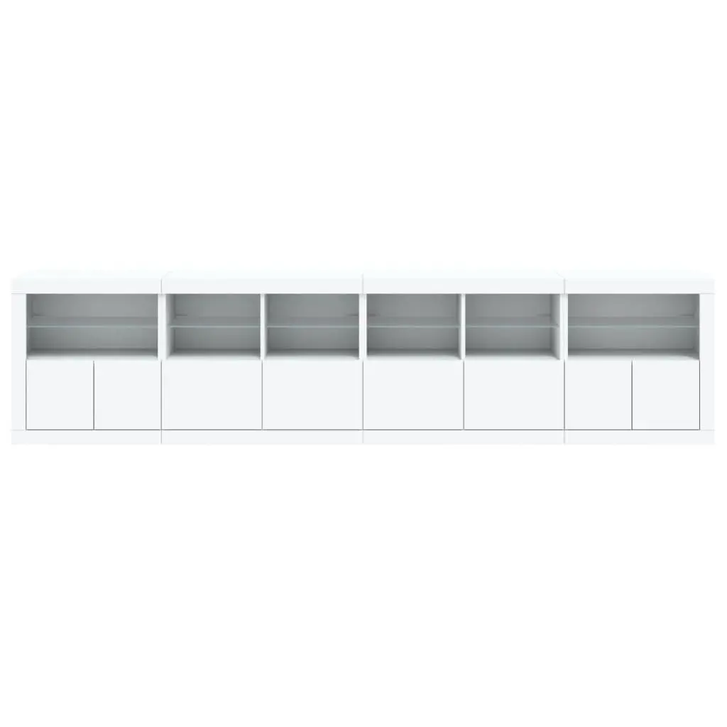 Sideboard RGB LED Lights Modern Storage Cabinet 283x37x67cm White