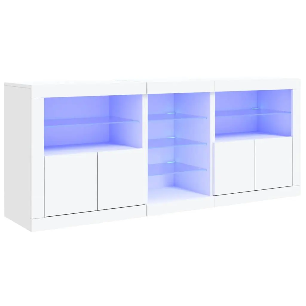Sideboard Cabinet RGB LED Lights Storage Buffet White 181.5 x 37 x 67 cm