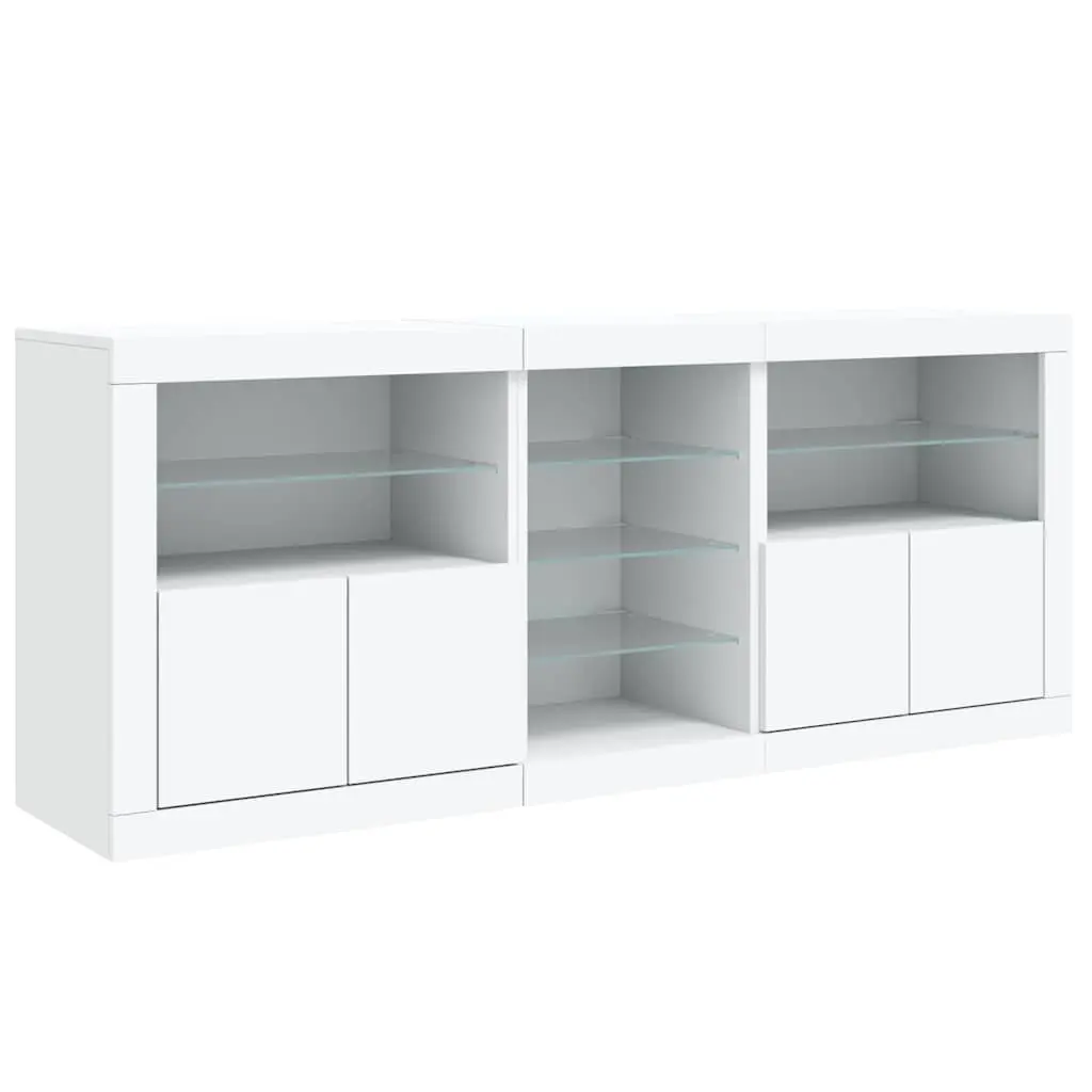 Sideboard Cabinet RGB LED Lights Storage Buffet White 181.5 x 37 x 67 cm