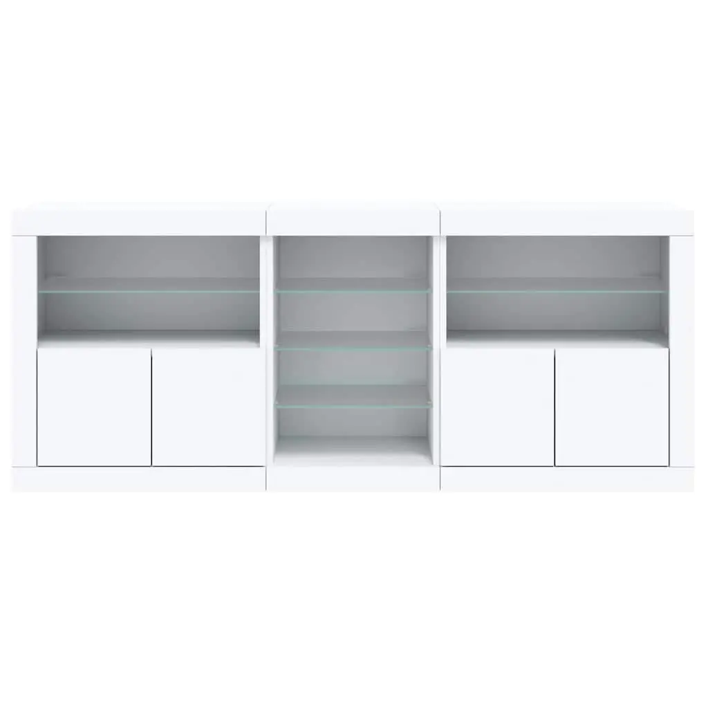 Sideboard Cabinet RGB LED Lights Storage Buffet White 181.5 x 37 x 67 cm