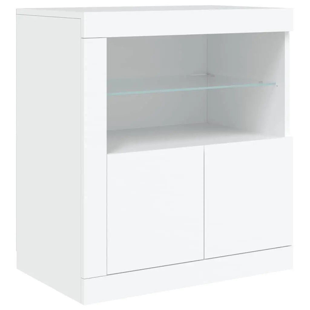 Sideboard Cabinet RGB LED Lights Storage Buffet White 181.5 x 37 x 67 cm