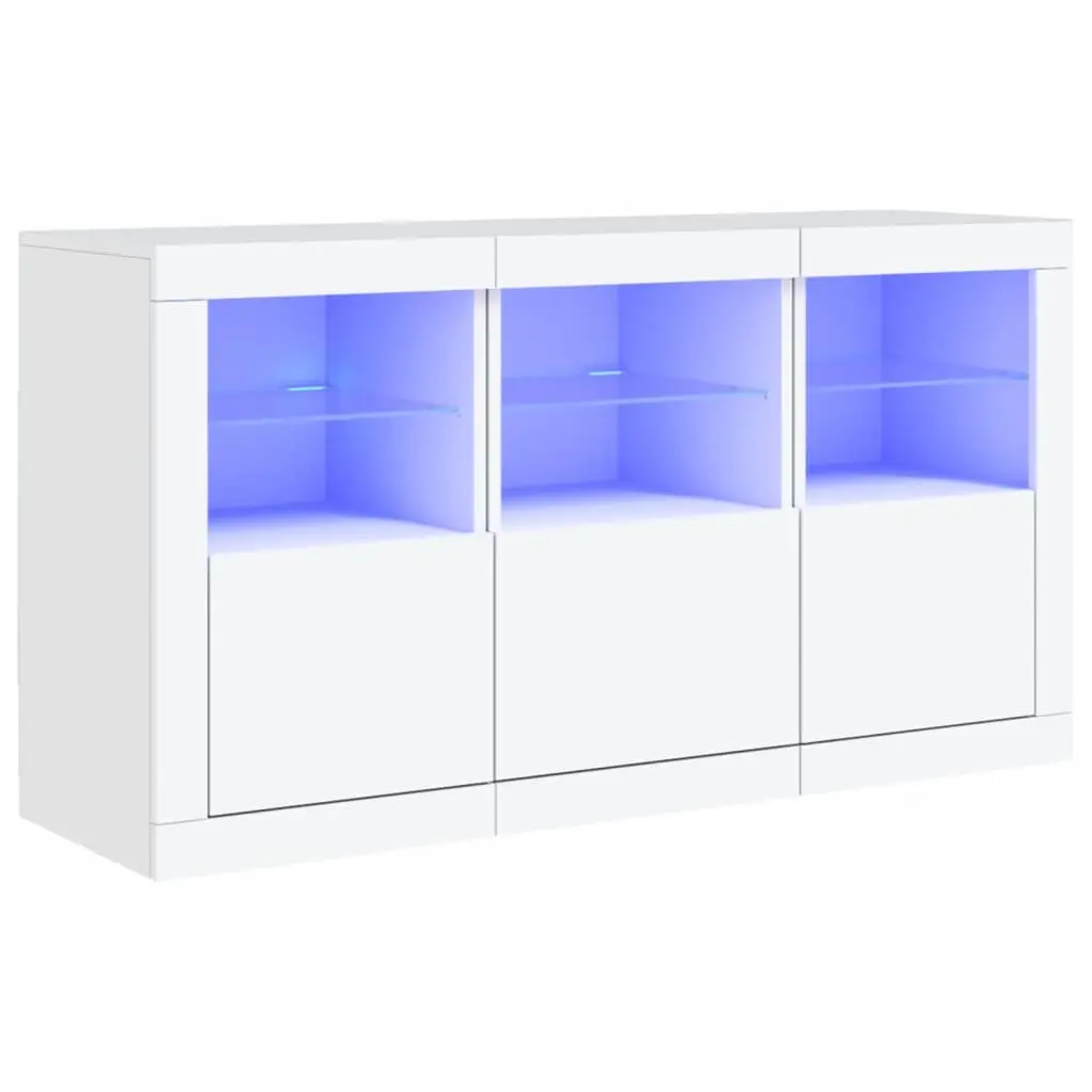 Sideboard RGB LED Lights Storage Cabinet Modern White 123L x 37D x 67H cm