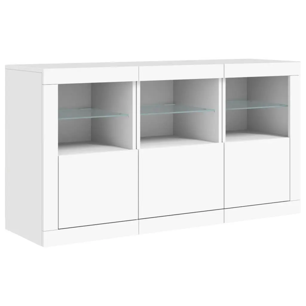 Sideboard RGB LED Lights Storage Cabinet Modern White 123L x 37D x 67H cm