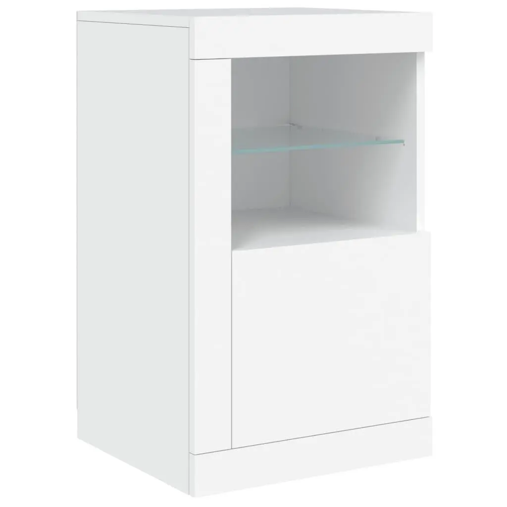Sideboard RGB LED Lights Storage Cabinet Modern White 123L x 37D x 67H cm