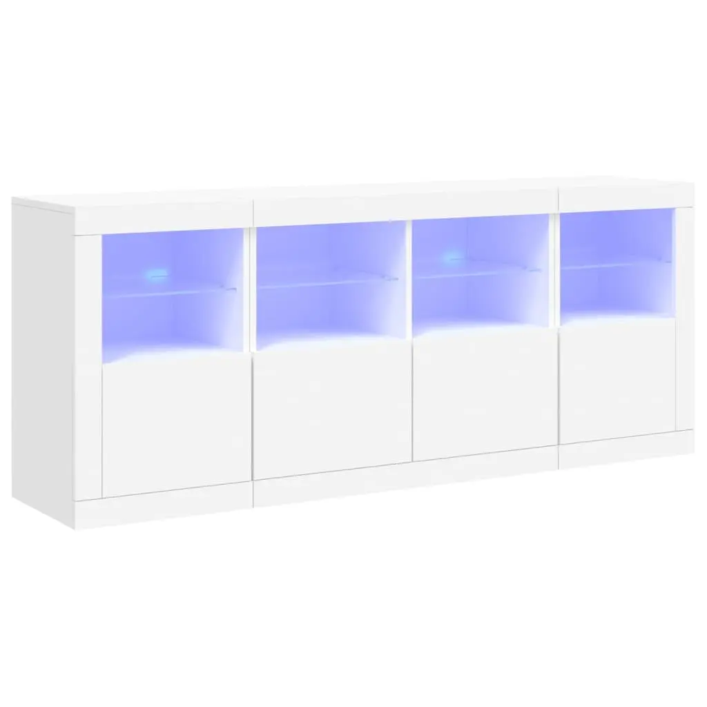 Sideboard RGB LED Lights Modern Storage Cabinet 163x37x67cm White