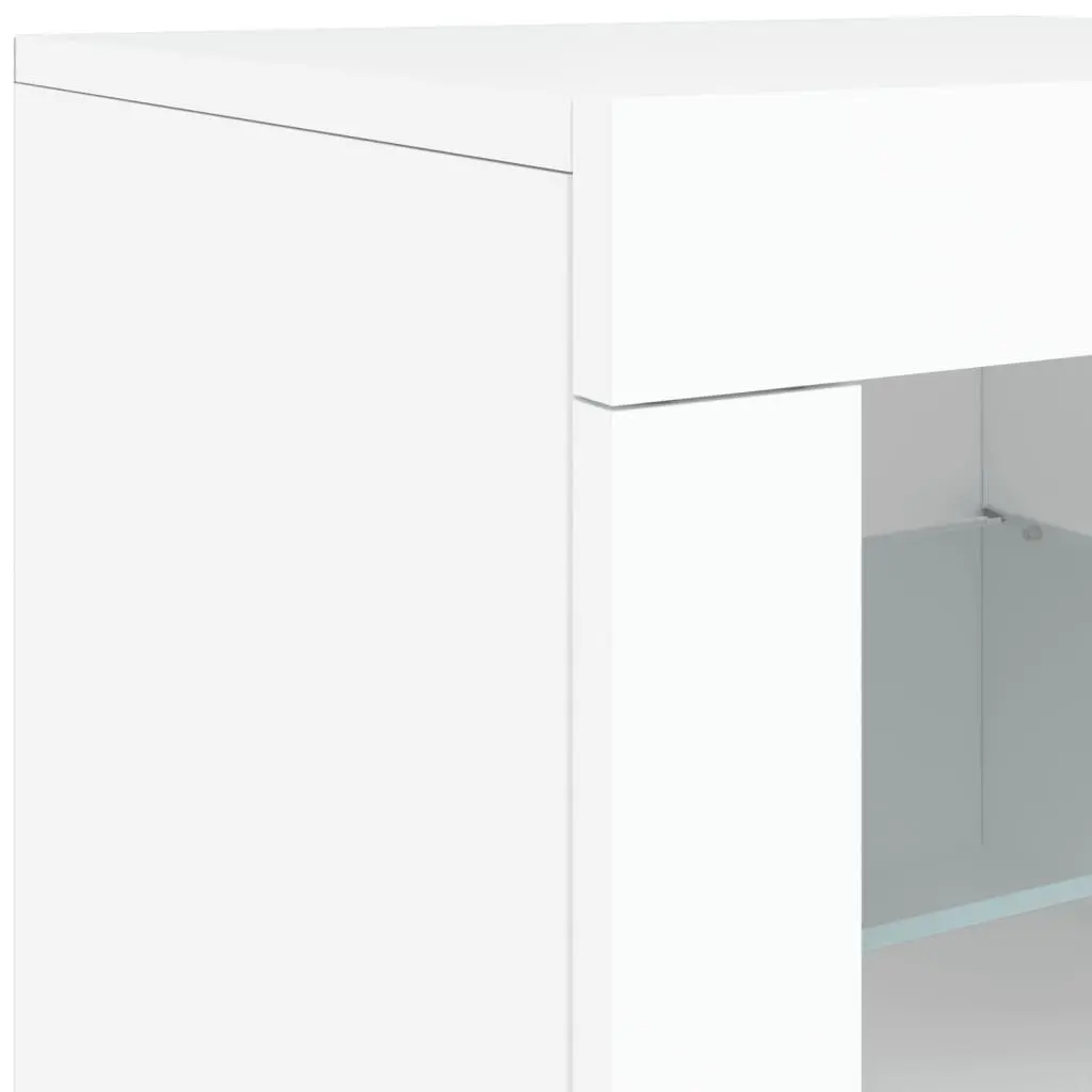 Sideboard RGB LED Lights Modern Storage Cabinet 163x37x67cm White