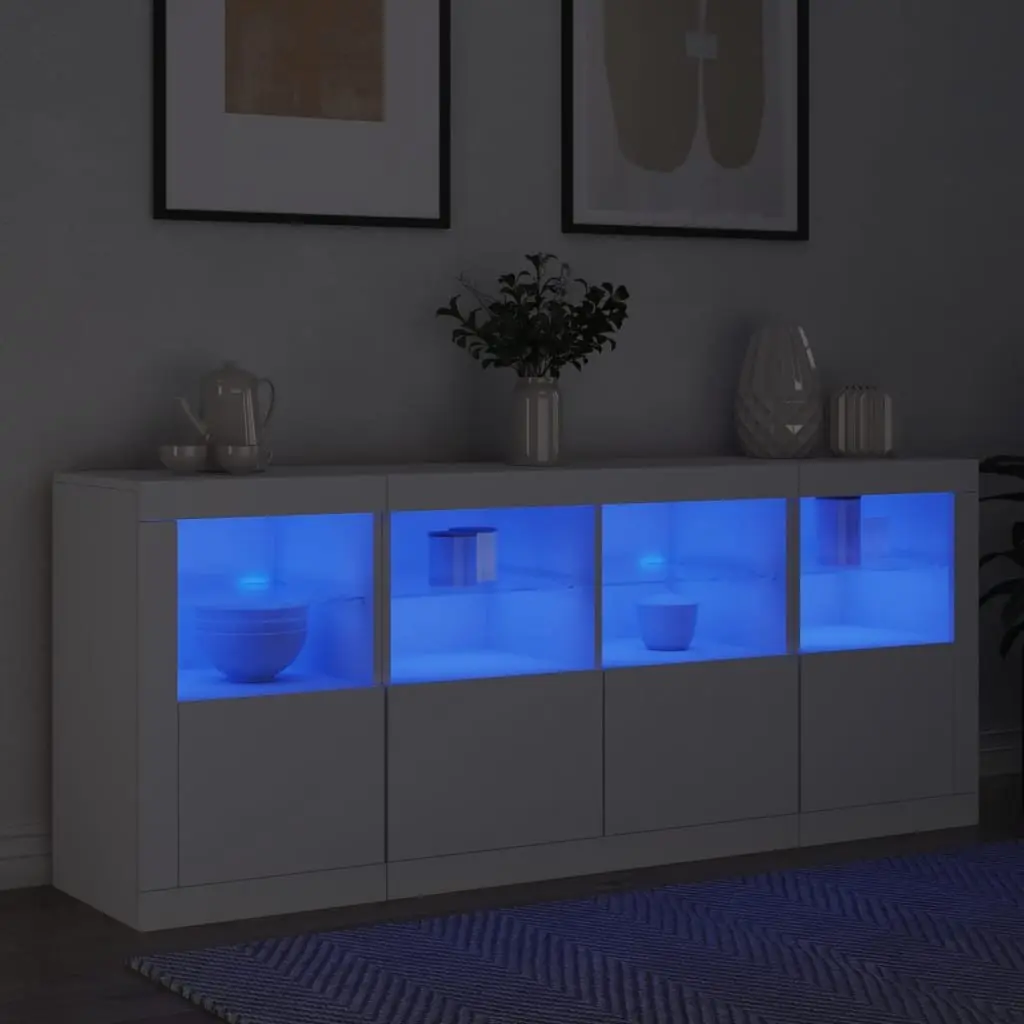 Sideboard RGB LED Lights Modern Storage Cabinet 163x37x67cm White