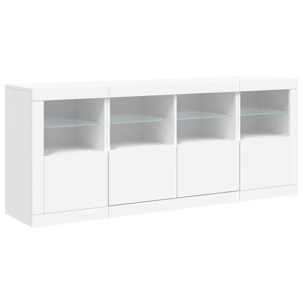 Sideboard RGB LED Lights Modern Storage Cabinet 163x37x67cm White