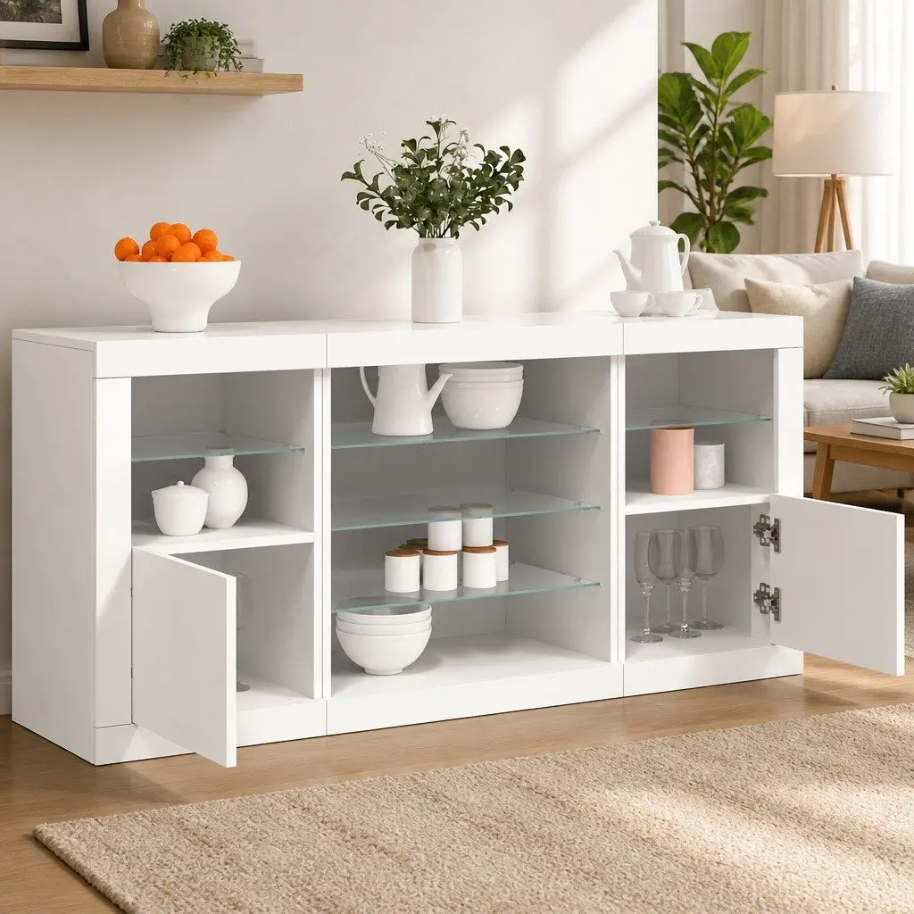 White Sideboard with Integrated LED Lighting