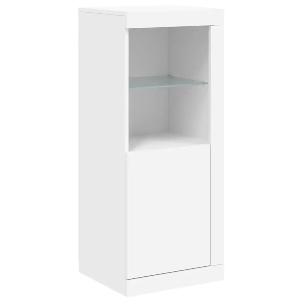 White Storage Cabinet Sideboards 3 Pieces with Adjustable RGB LED Lights for Home Use