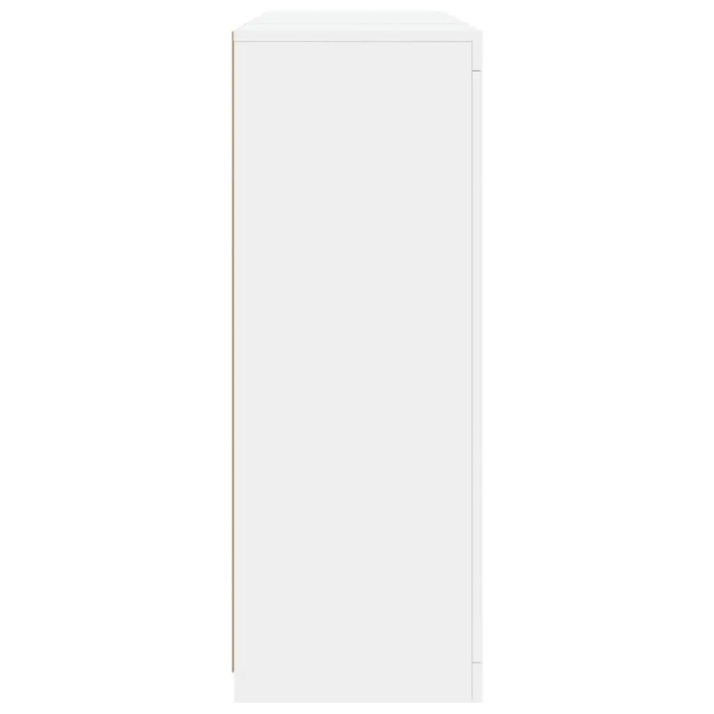White Storage Cabinet Sideboards 3 Pieces with Adjustable RGB LED Lights for Home Use