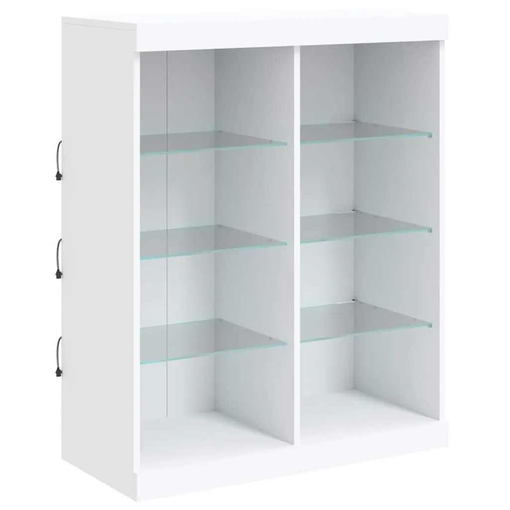 Sideboards Storage Cabinets 3 Piece Set White RGB LED Lights Engineered Wood
