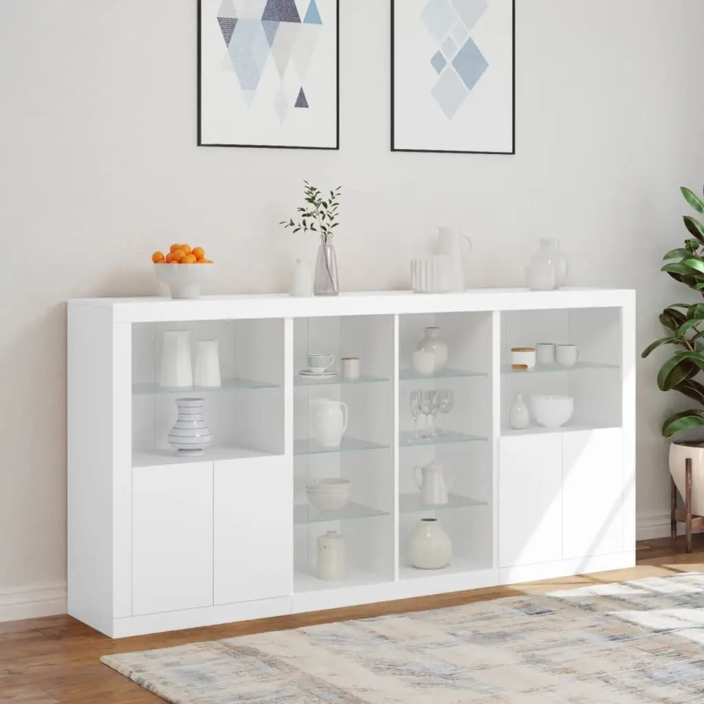 White Sideboard Cabinet with LED Lighting