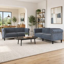 Practical 2-Piece Grey Sofa Set for Comfort and Style