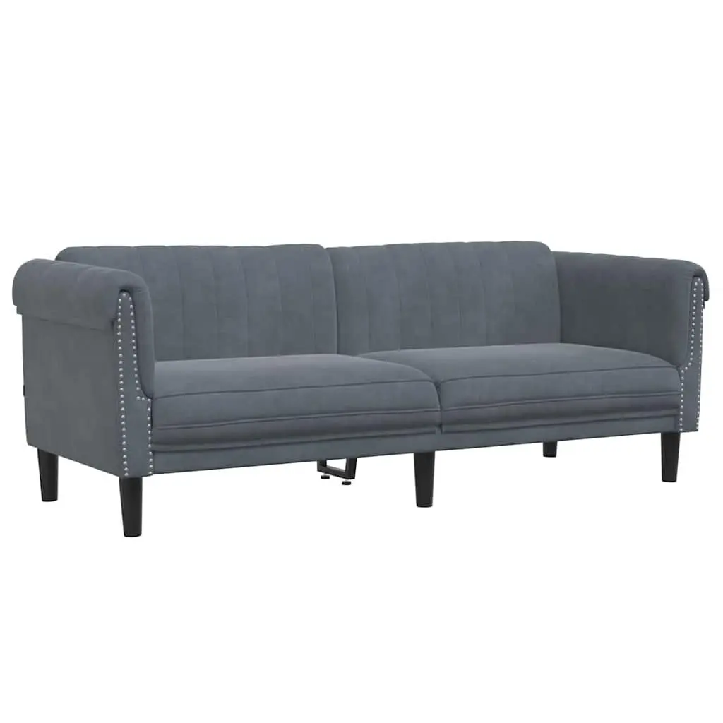 2 Piece Sofa Set Grey Velvet Living Room Furniture Comfortable Seating Modern