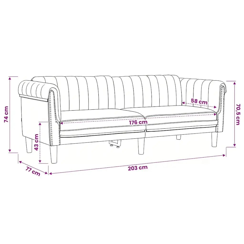 2 Piece Sofa Set Grey Velvet Living Room Furniture Comfortable Seating Modern