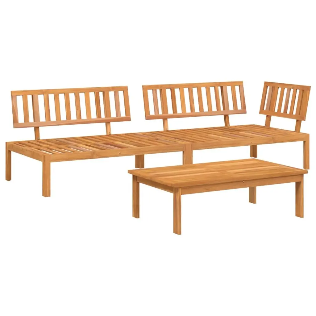 Outdoor Sectional Sofa Set 3 Piece Garden Pallet Furniture Solid Wood Acacia
