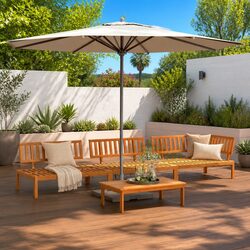 Outdoor Sectional Sofa Set 4 Piece Garden Pallet Furniture Brown Wood Seating