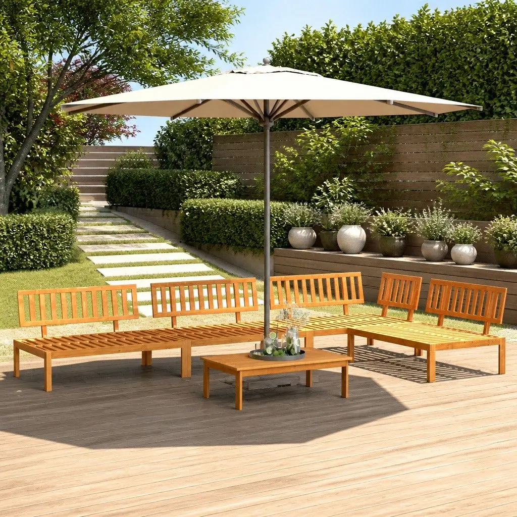 5 Piece Garden Pallet Sofa Set Outdoor Sectional Acacia Wood Brown