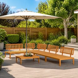 Reliable 5-Piece Garden Sofa Set in Brown Wood