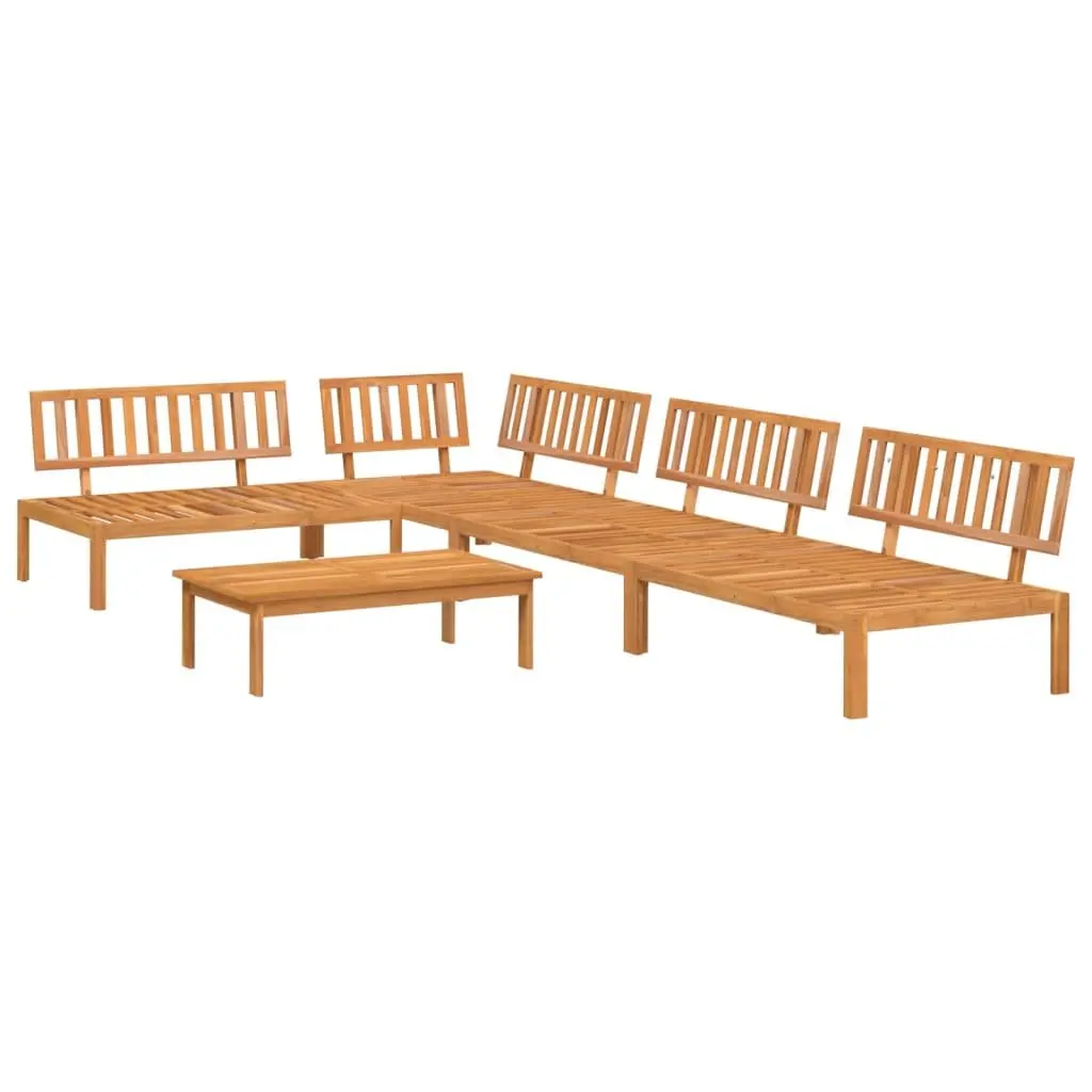5 Piece Outdoor Sectional Sofa Set Garden Pallet Furniture Brown Wood