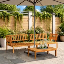Versatile Acacia Wood Outdoor Sectional Sofa Set