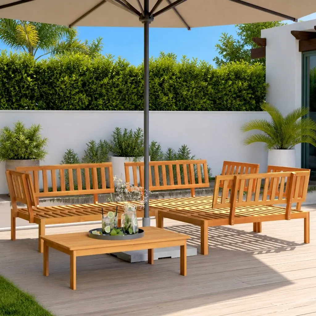 4 Piece Garden Sofa Set Made of Solid Wood