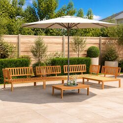 5-Piece Outdoor Acacia Wood Sofa Set