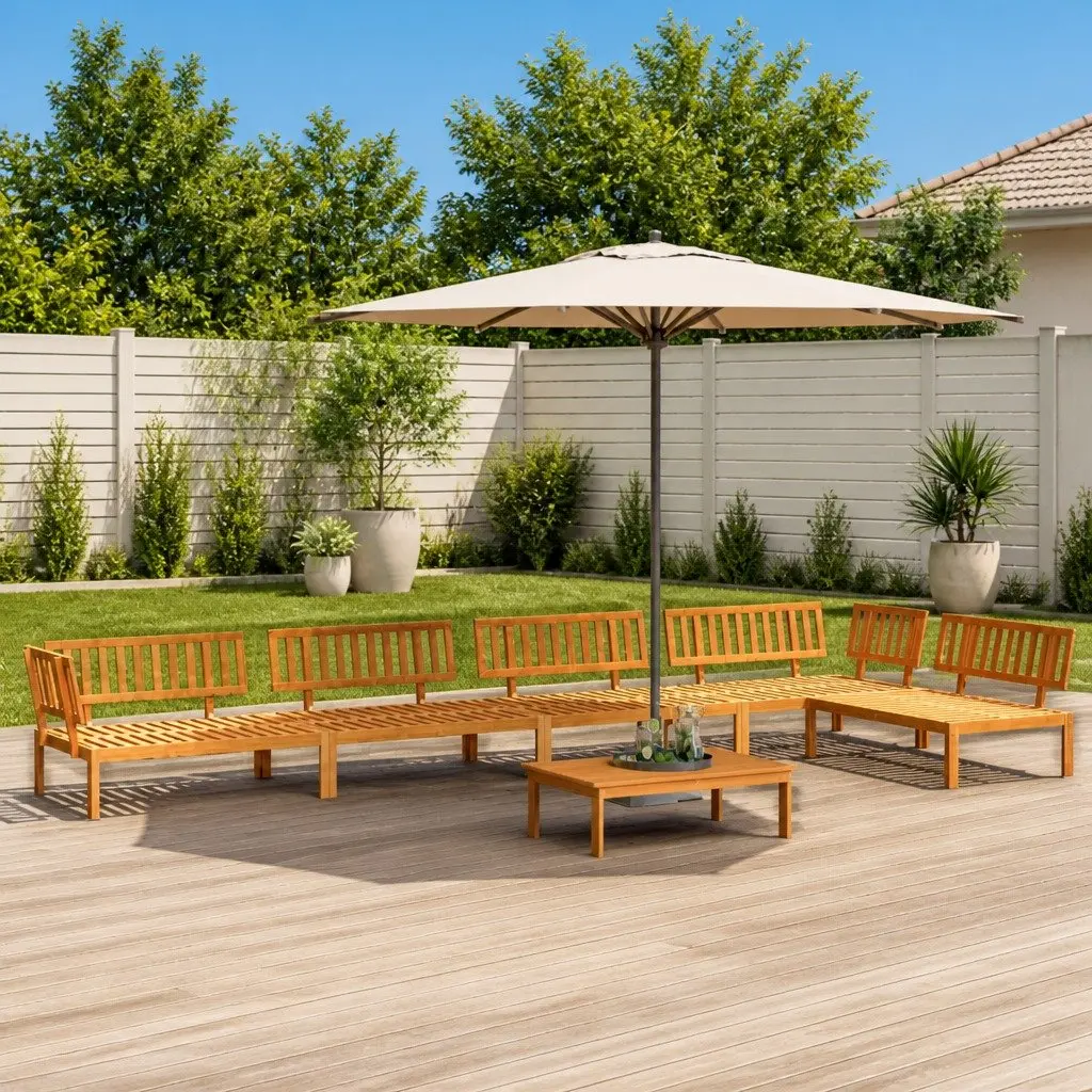 Outdoor Sectional Sofa Set 6 Piece Garden Pallet Furniture Brown Solid Wood