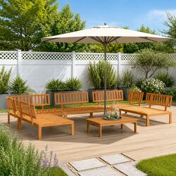 Comfortable and Durable 6-Piece Acacia Wood Sofa Set