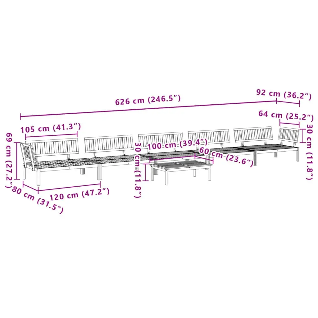 Garden Pallet Sofa Set Outdoor Sectional 6 Piece Solid Wood Acacia Brown