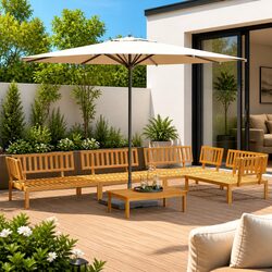 Comfortable 5-Piece Solid Wood Garden Sofa Set