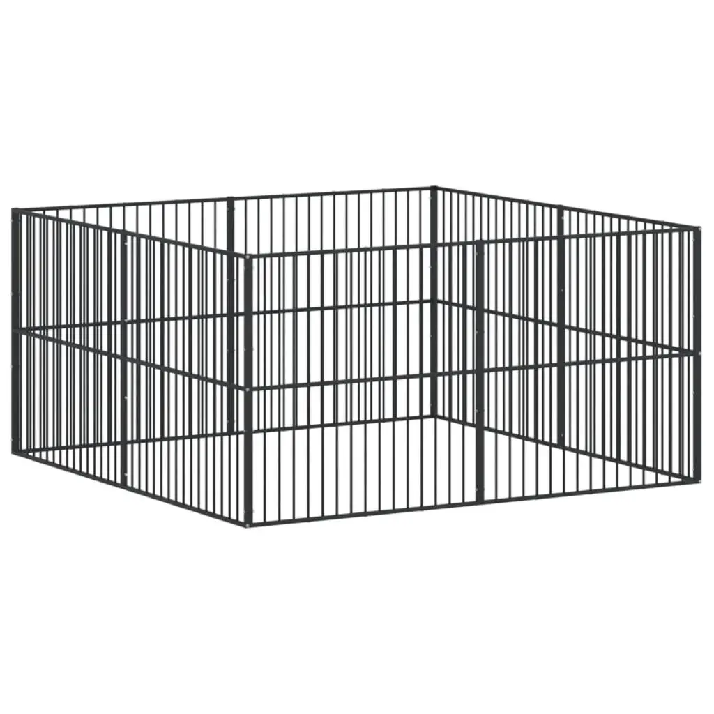 Dog Playpen 8 Panels Exercise Pen Black Galvanised Steel Pet Enclosure