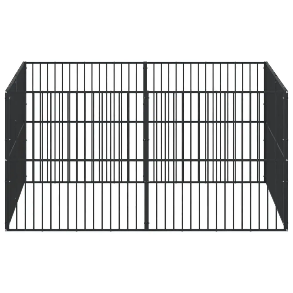 Dog Playpen 8 Panels Exercise Pen Black Galvanised Steel Pet Enclosure