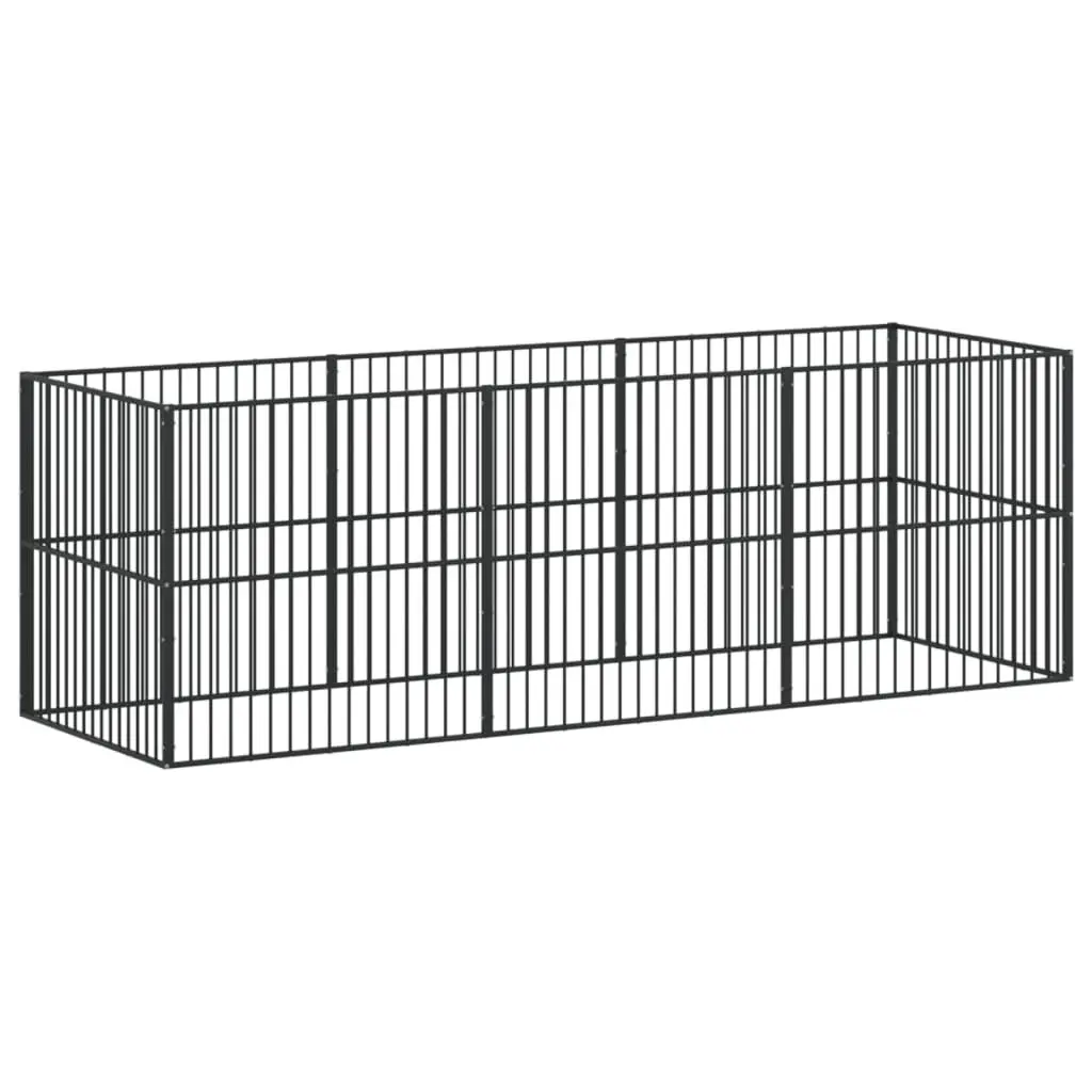 Dog Playpen 8 Panels Exercise Pen Black Galvanised Steel Pet Enclosure