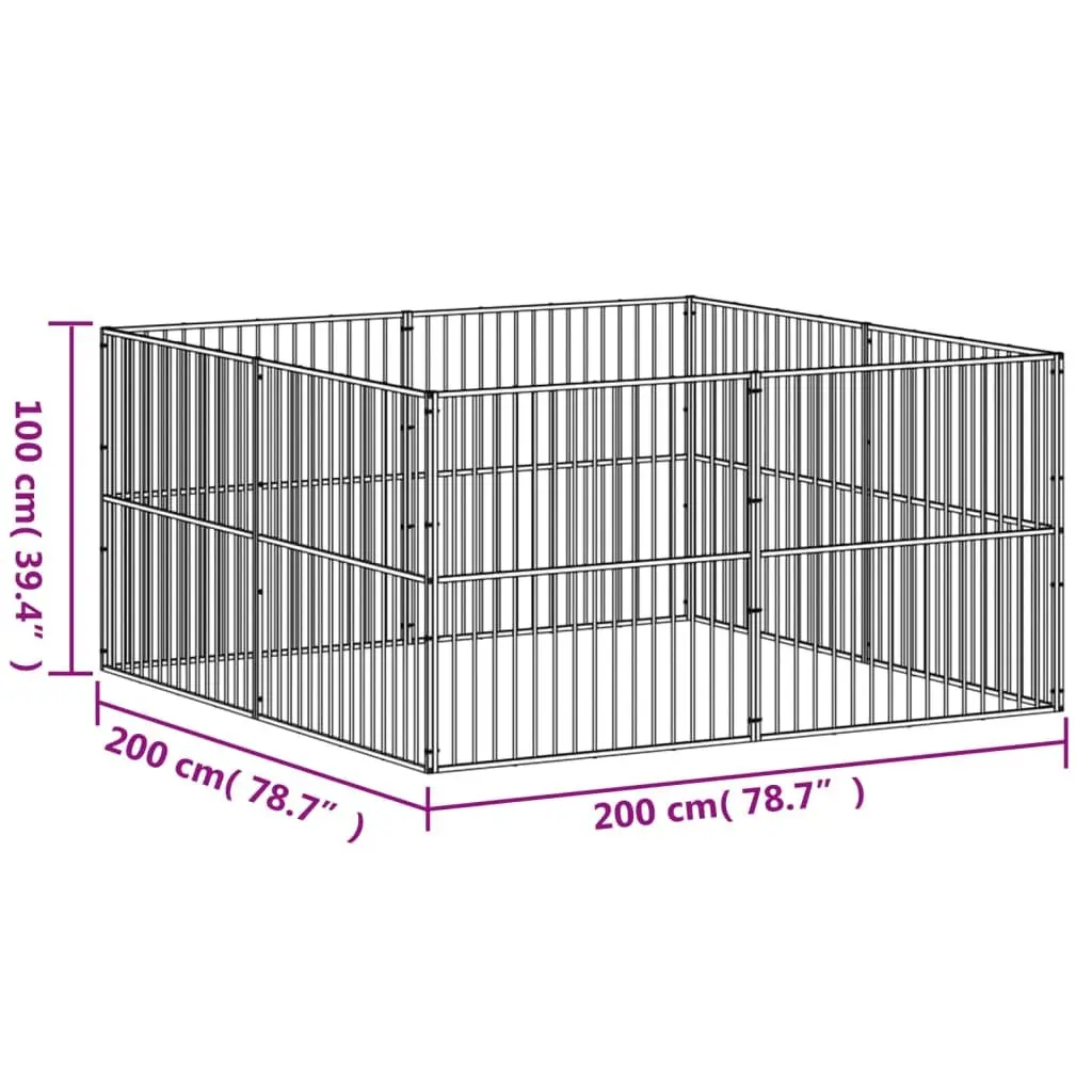 Dog Playpen 8 Panels Exercise Pen Black Galvanised Steel Pet Enclosure