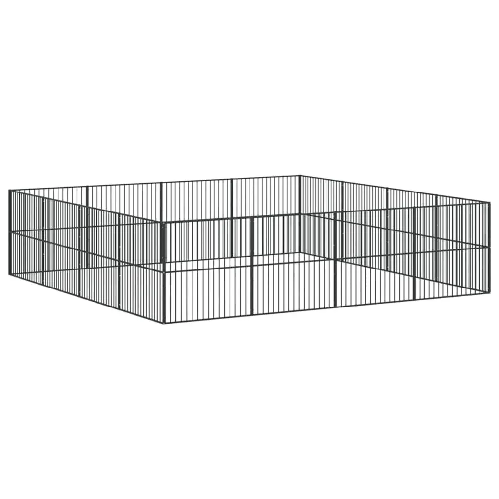Dog Playpen 16 Panels Exercise Enclosure Black Galvanised Steel