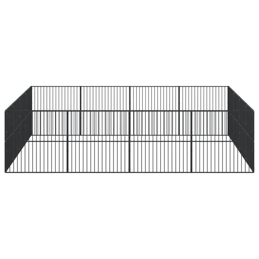 Dog Playpen 16 Panels Exercise Enclosure Black Galvanised Steel