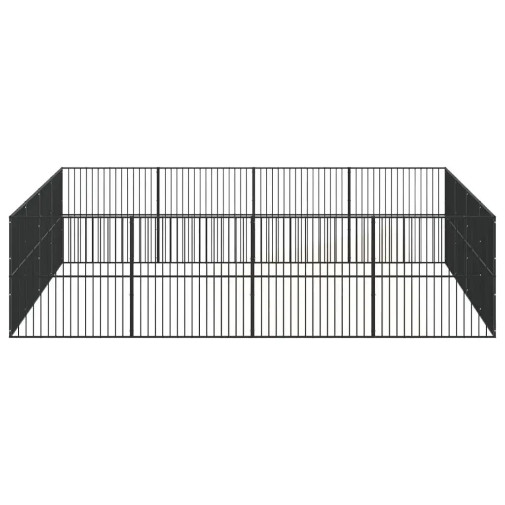 Dog Playpen 16 Panels Exercise Enclosure Black Galvanised Steel