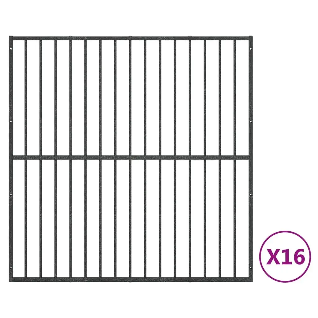 Dog Playpen 16 Panels Exercise Enclosure Black Galvanised Steel