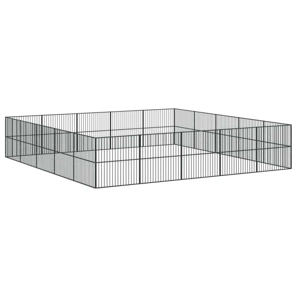 Dog Playpen Exercise Pen 20 Panels Black Galvanised Steel