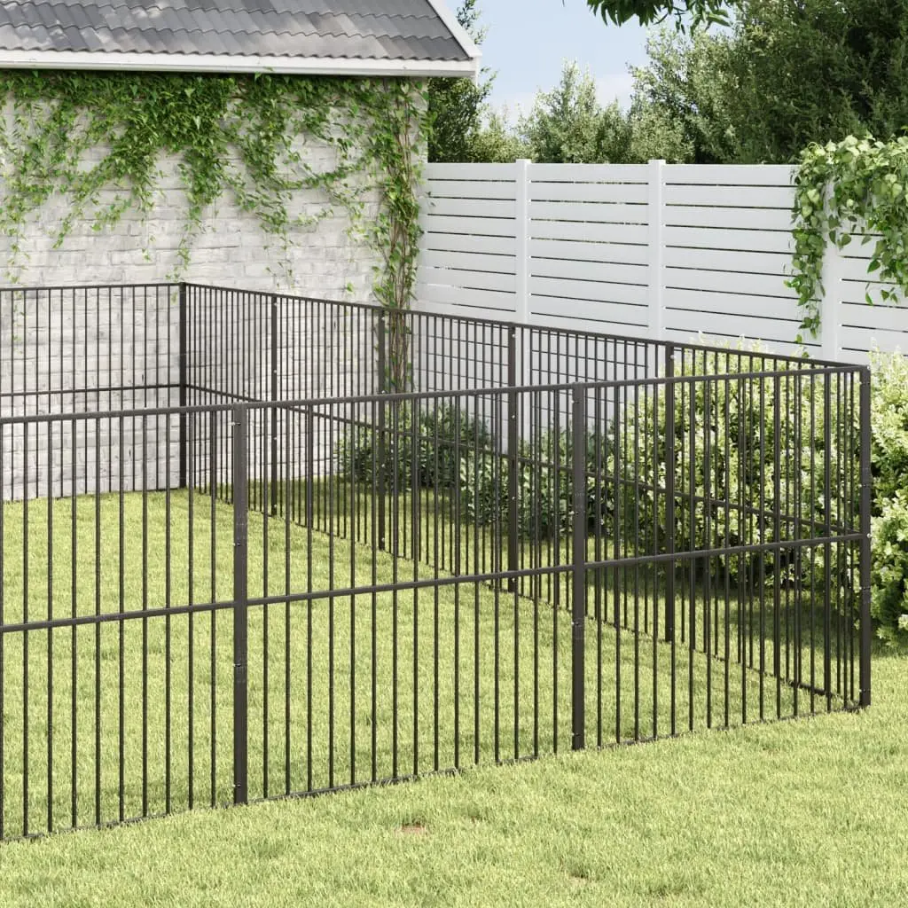 Dog Playpen Exercise Pen 20 Panels Black Galvanised Steel