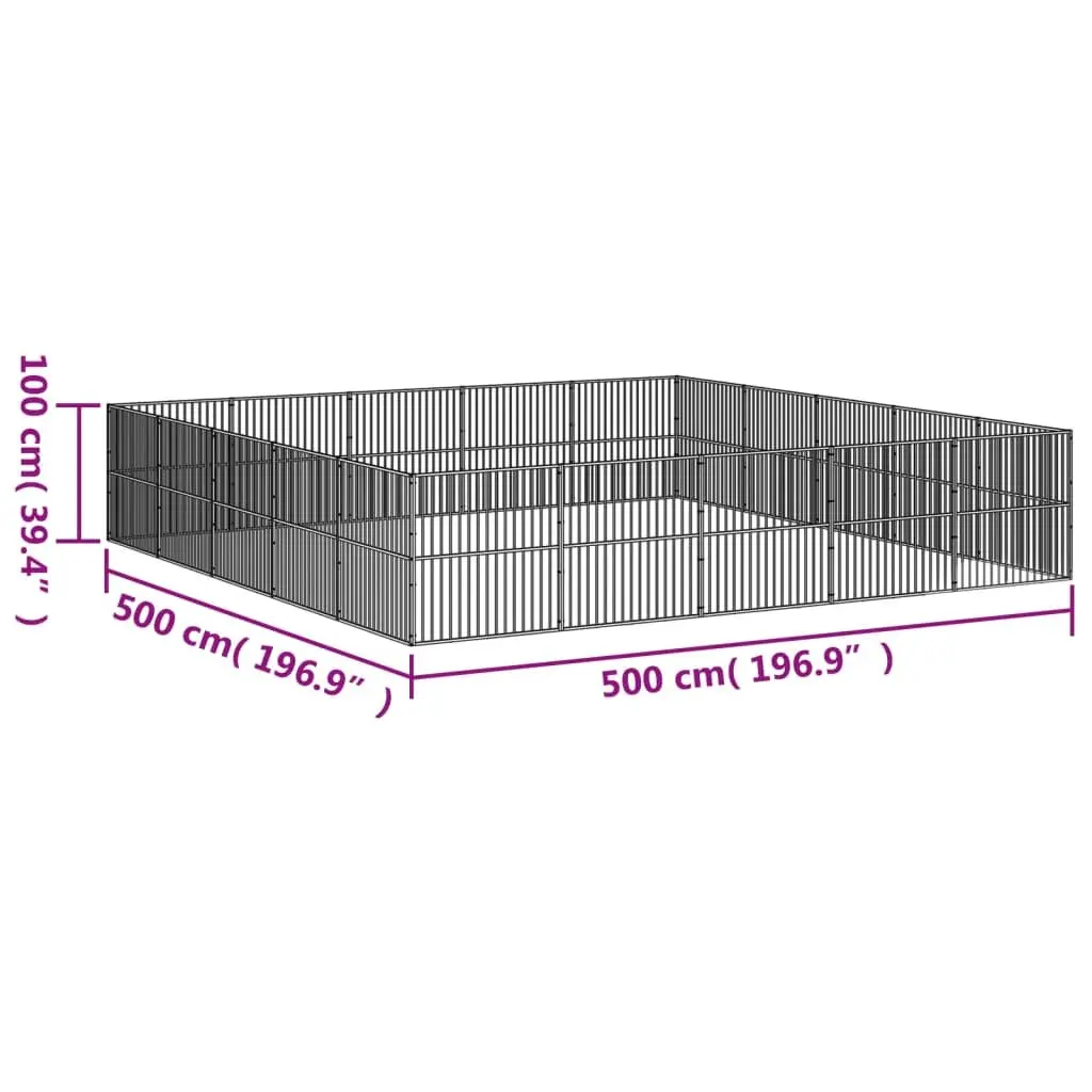 Dog Playpen Exercise Pen 20 Panels Black Galvanised Steel