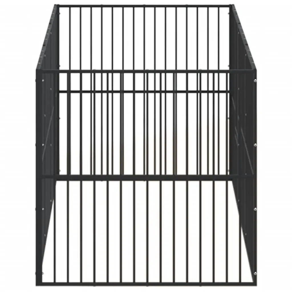 Dog Playpen 8 Panels Outdoor Exercise Black Galvanised Steel