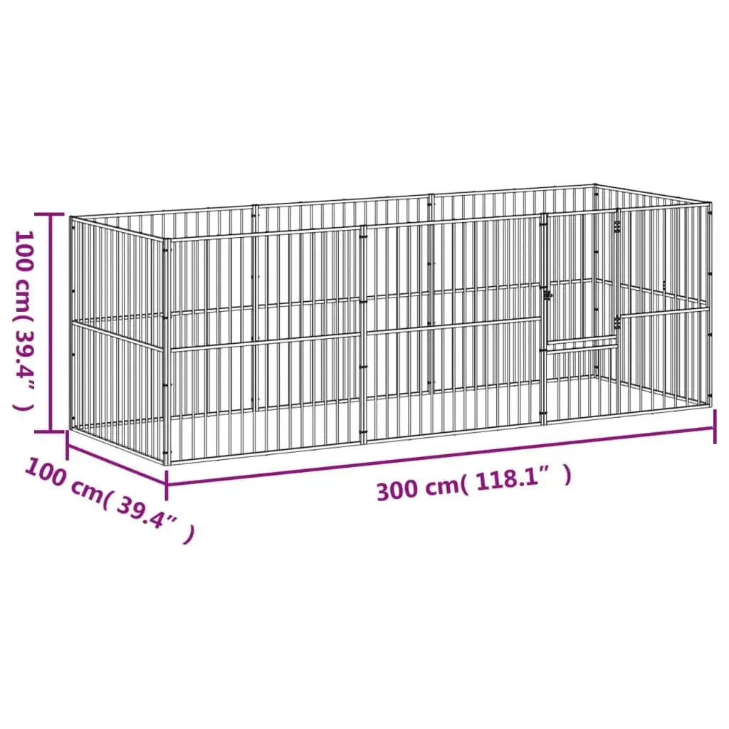Dog Playpen 8 Panels Outdoor Exercise Black Galvanised Steel