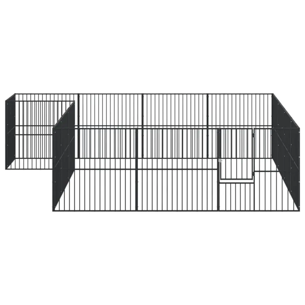 Dog Playpen 16 Panels Exercise Pen Black Galvanised Steel Pet Enclosure