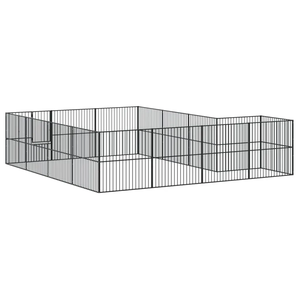 Dog Playpen 16 Panels Exercise Pen Black Galvanised Steel Pet Enclosure