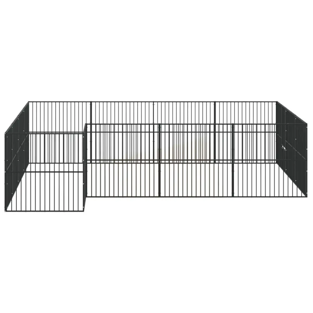 Dog Playpen 16 Panels Exercise Pen Black Galvanised Steel Pet Enclosure