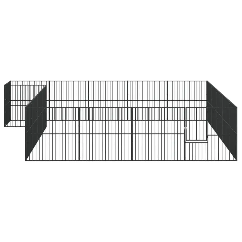 Dog Playpen Exercise Pen 20 Panels Black Galvanised Steel Pet Enclosure