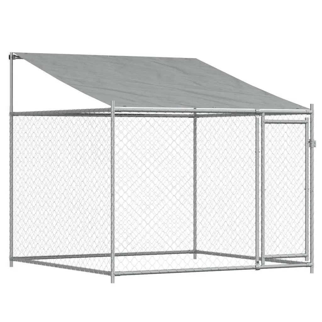 Dog Kennel Outdoor Cage with Roof Lockable Doors 10 x 2 x 2 m Grey Galvanised Steel